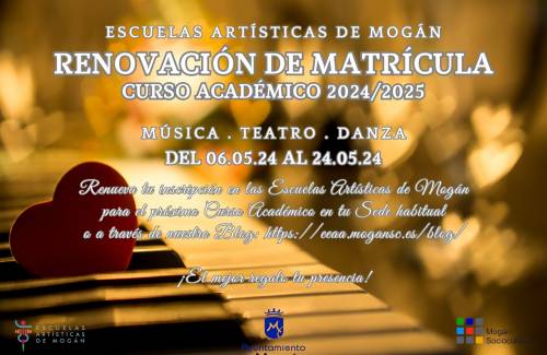 Abre el plazo de renovación de matrícula  de las Escuelas Artísticas de Mogán