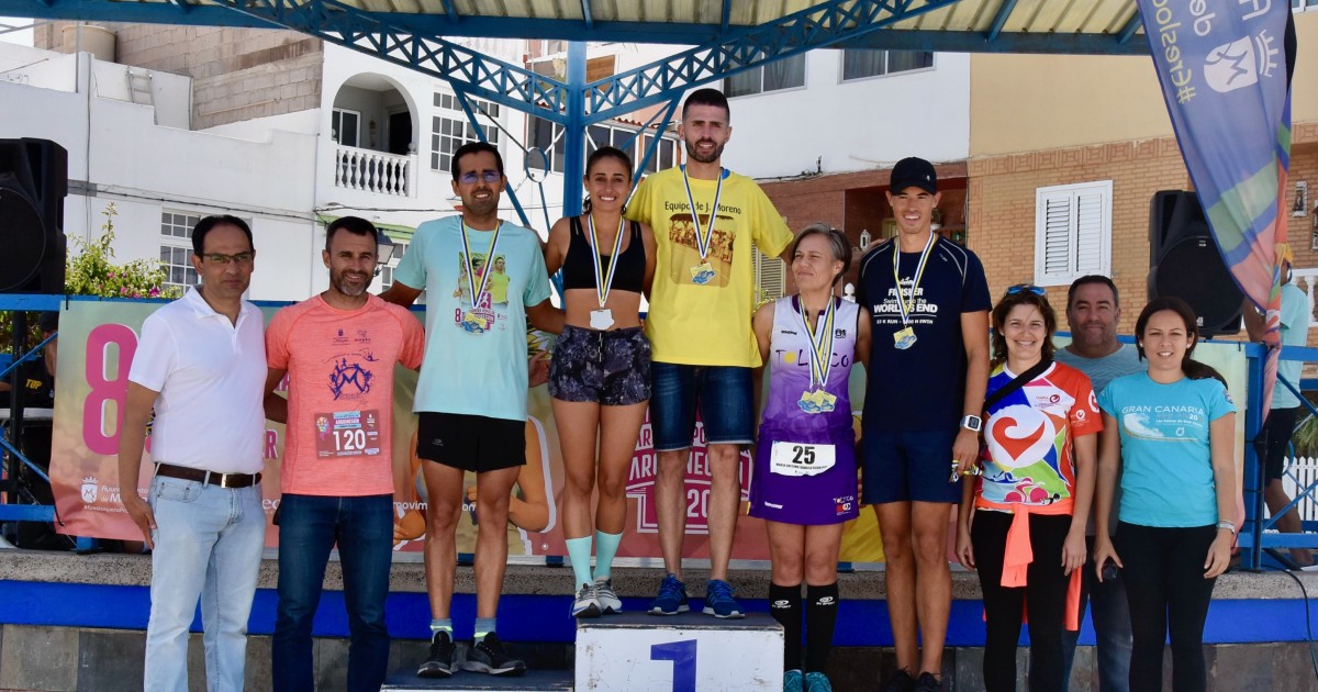 Alberto Cabrera y Davinia Mejías, ganadores de la distancia de 10 kilómetros de la Carrera Popular de Arguineguín 2020