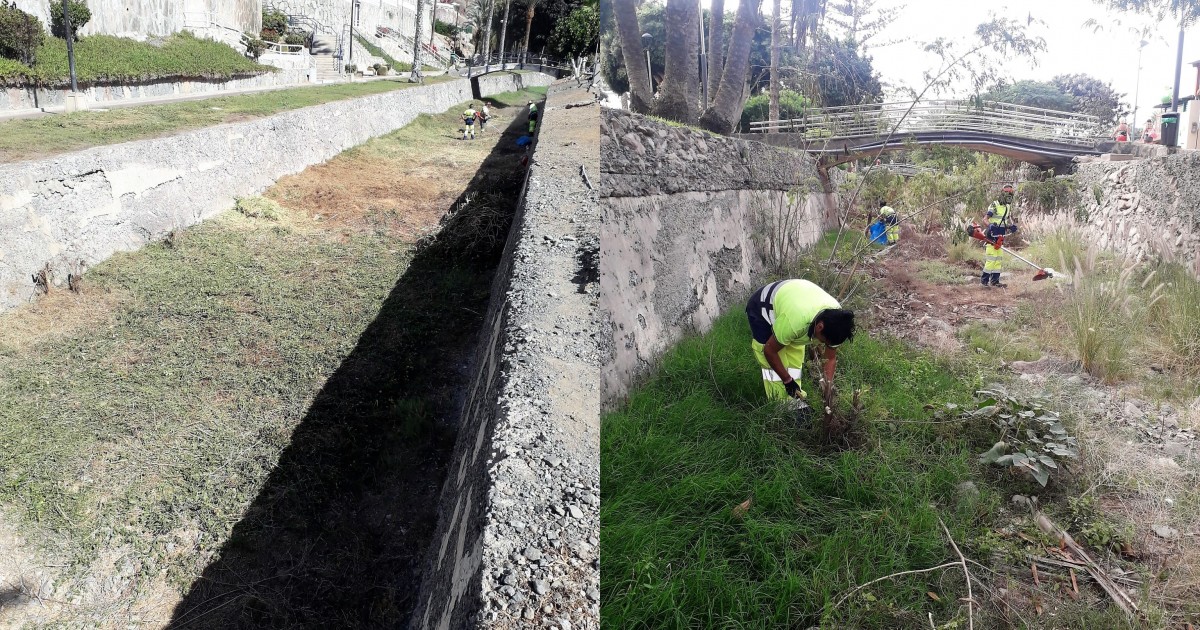 Mogán limpia el Barranco de Puerto Rico