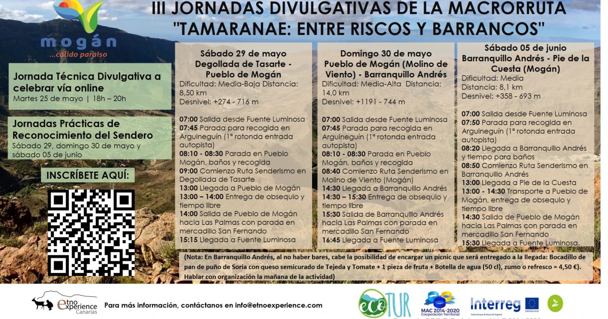 Mogán organiza las terceras jornadas de  formación e información de la Macrorruta “Tamaranae: entre Riscos y Barrancos”